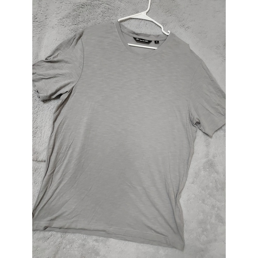 Travis Mathew Shirt Men XL Cloud Pima Cotton Modal V Neck Short Sleeve Gray Crew